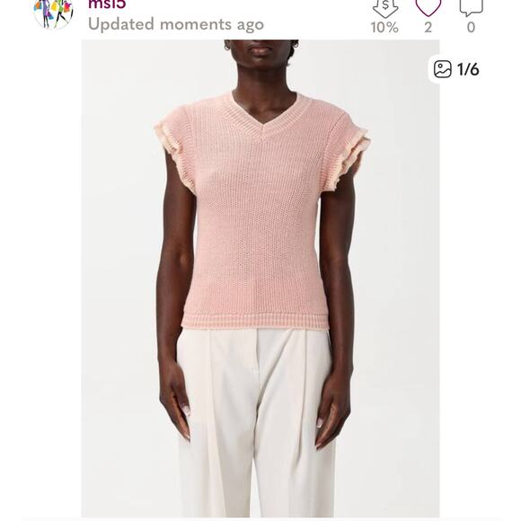Chloe Short Sleeve Knit Top in Pinky Orange XS - Picture 7 of 9